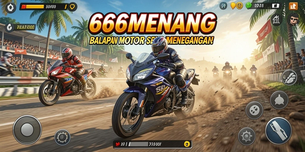 Gameplay seru dalam balapan motor 666MENANG.