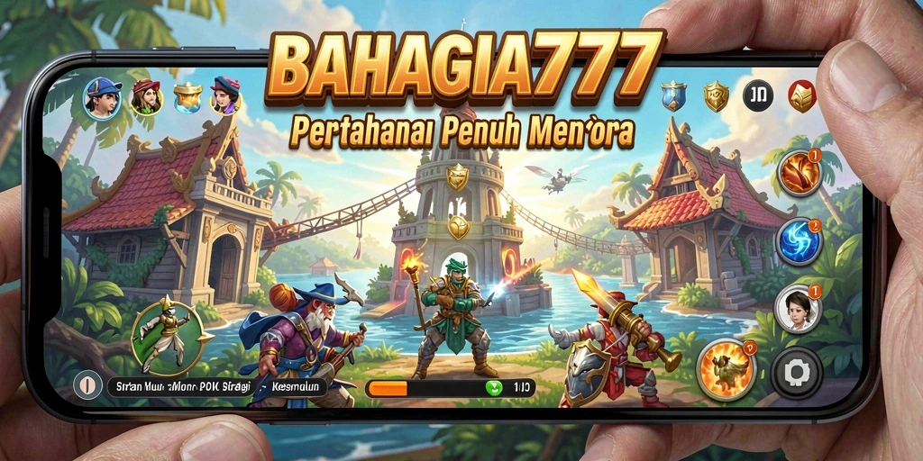 Tampilan gameplay menegangkan di BAHAGIA777 dengan menara yang berjaga.