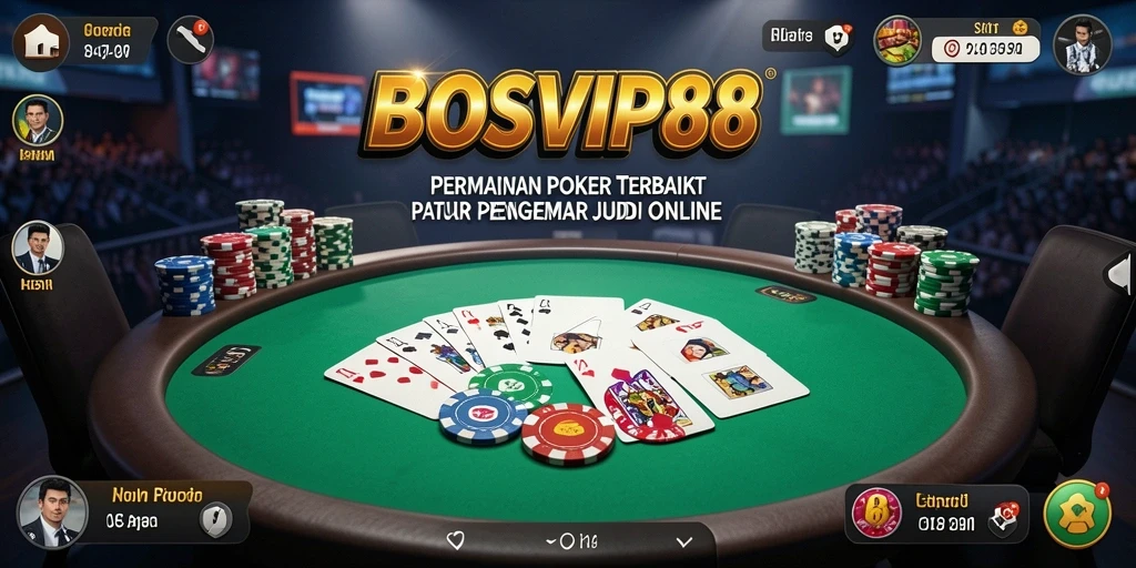 Tampilan gameplay poker yang mendebarkan di BOSVIP88.
