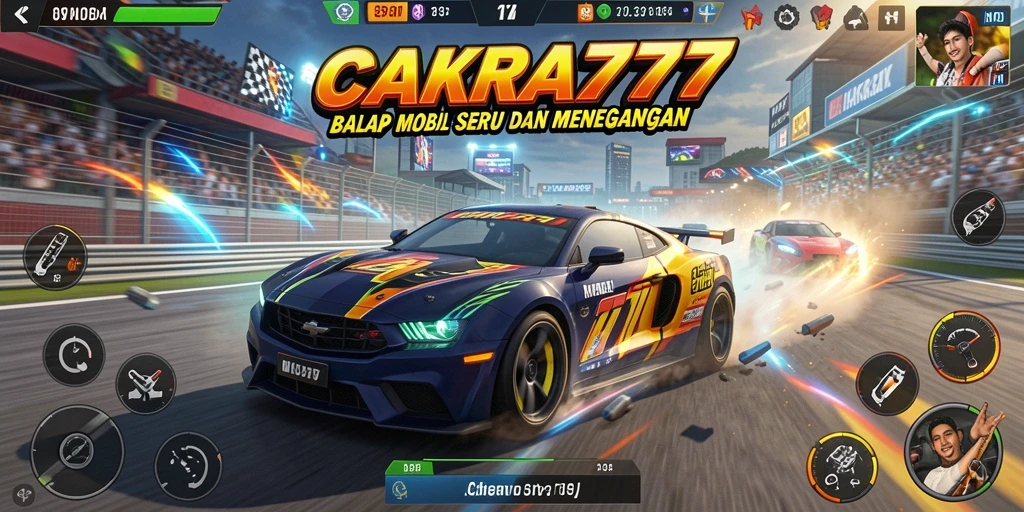 Gameplay CAKRA777 yang penuh aksi di lintasan balap.