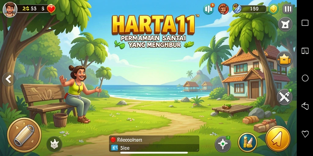 Tampilan gameplay HARTA11 yang ceria dan menghibur.
