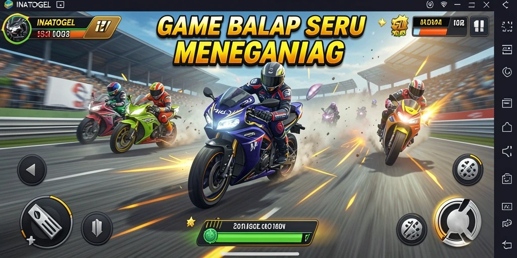 Screenshot gameplay INATOGEL menampilkan aksi balapan motor yang mendebarkan.