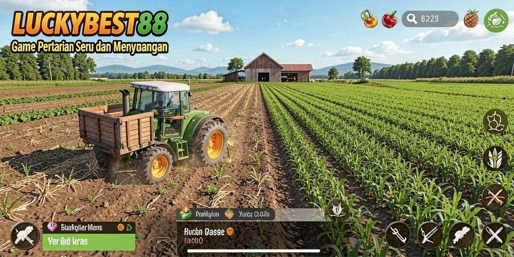 Tampilan gameplay menarik dalam LUCKYBEST88 yang menggambarkan kehidupan pertanian.