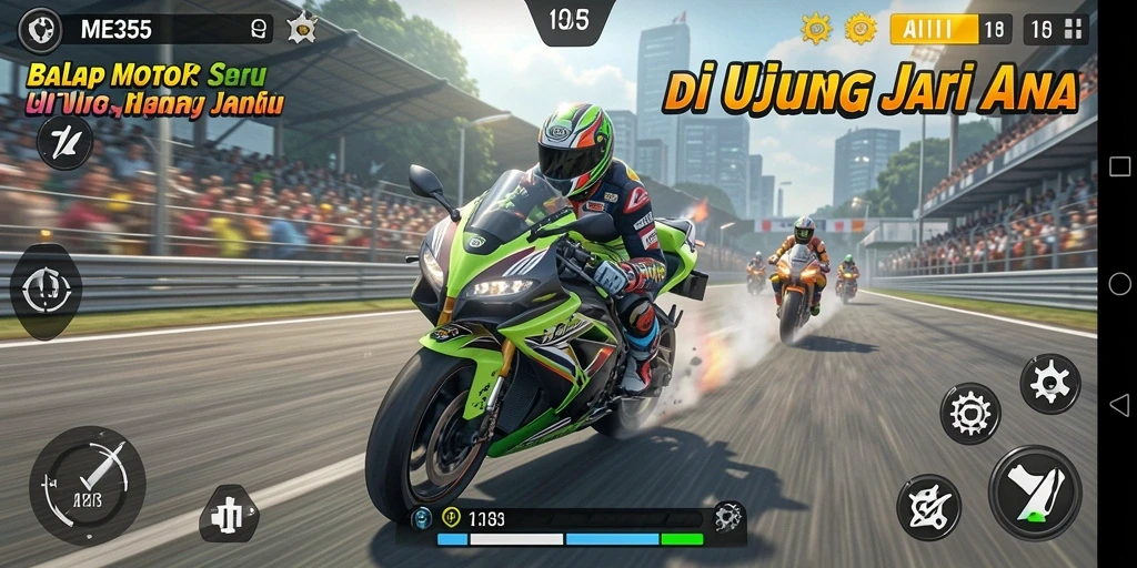 Gameplay seru balap motor di ME355 dengan grafis yang memukau.
