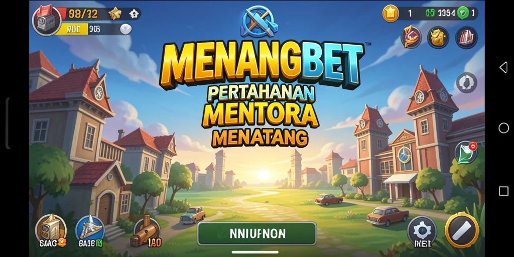 Tampilan gameplay seru dengan menara pertahanan.