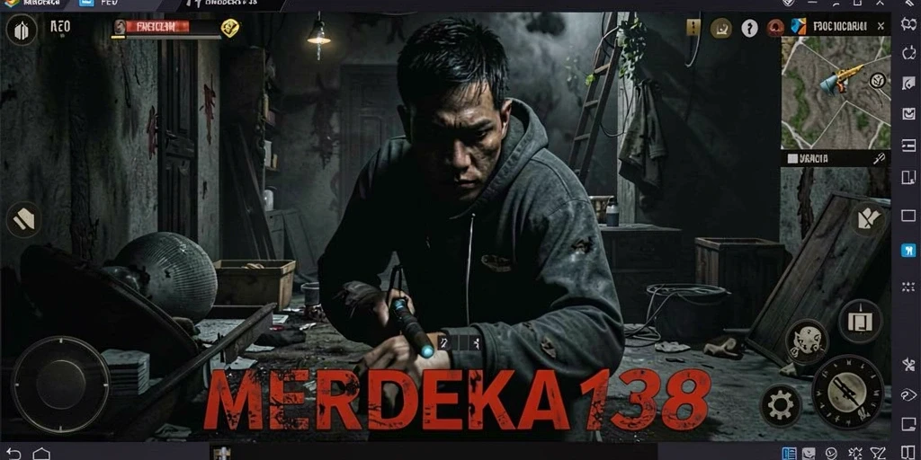 Screenshot gameplay MERDEKA138 menampilkan suasana mencekam dan menakutkan.
