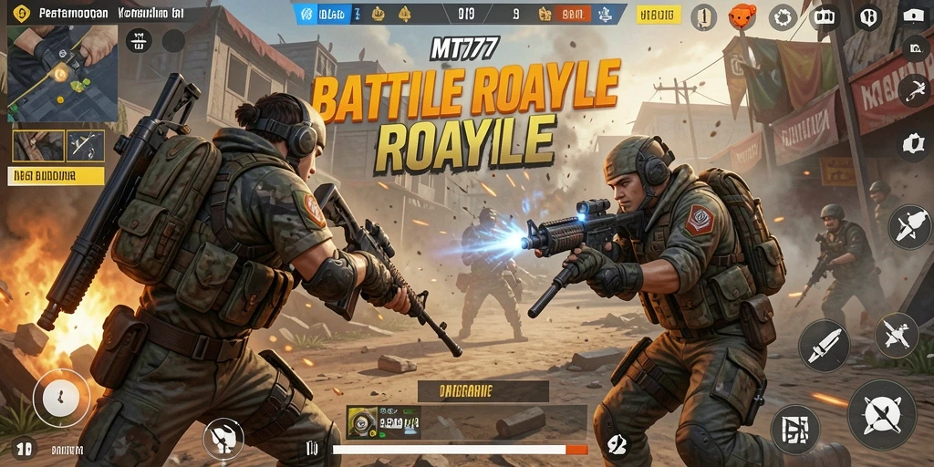 Tampilan gameplay seru dari MT777 dengan pertempuran intens.