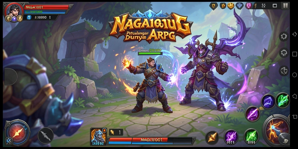Tangkapan layar gameplay NAGA1001 menampilkan pertarungan seru di dunia ARPG.