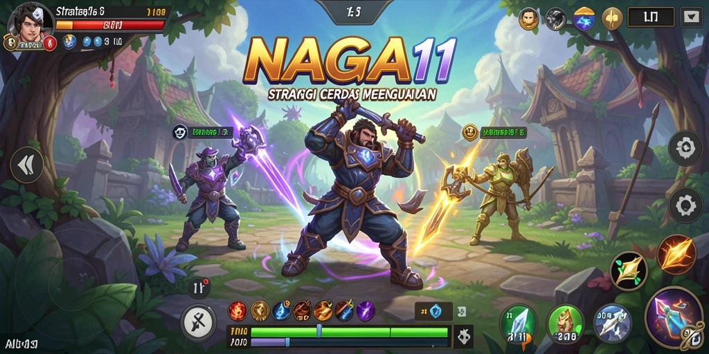 Screenshot NAGA11 menunjukkan pertarungan strategis yang menegangkan antar pemain.