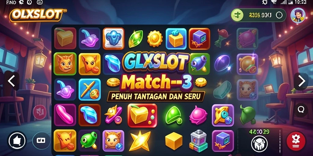 Tangkapan layar gameplay seru dari game Match-3 OLXSLOT.