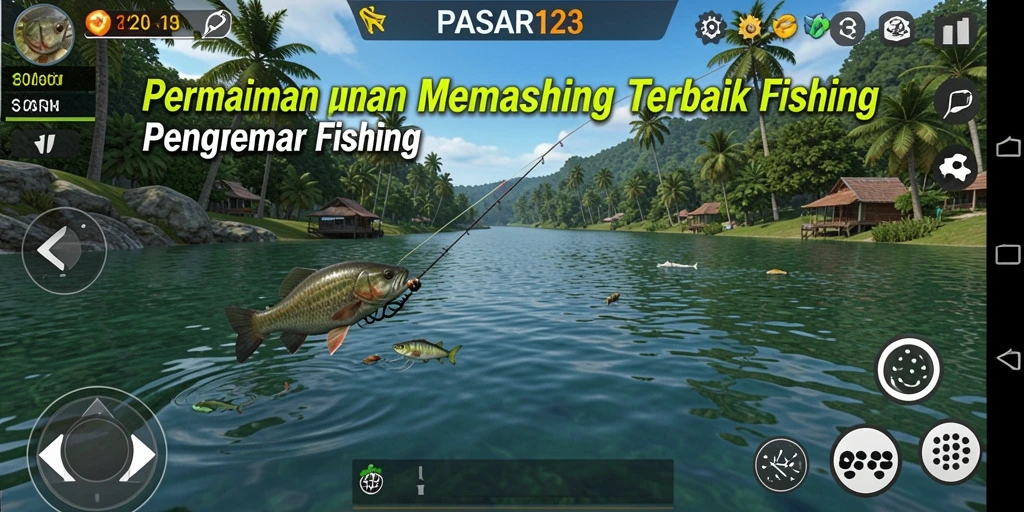Tampilan gameplay PASAR123 yang menampilkan pengalaman memancing seru.