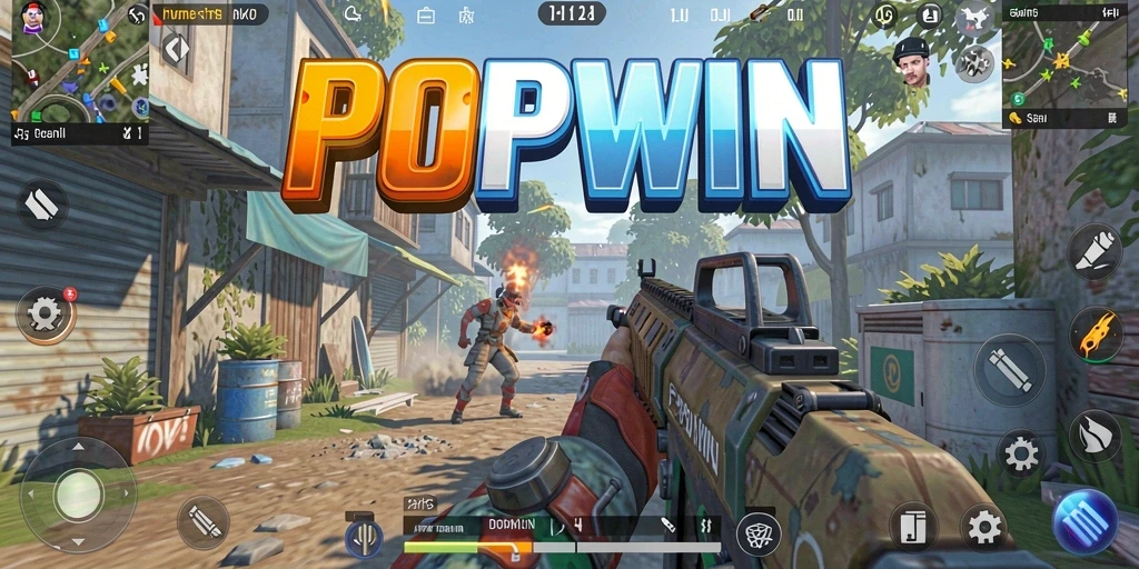 Screenshot gameplay POPWIN menampilkan aksi TPS yang menegangkan.
