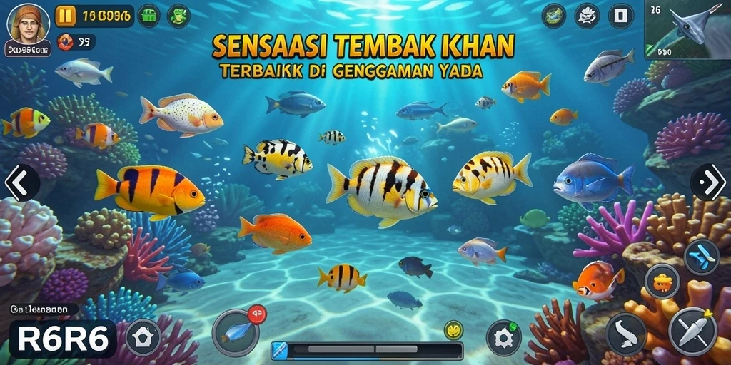 Screenshot R6R6 menampilkan aksi seru menangkap ikan.