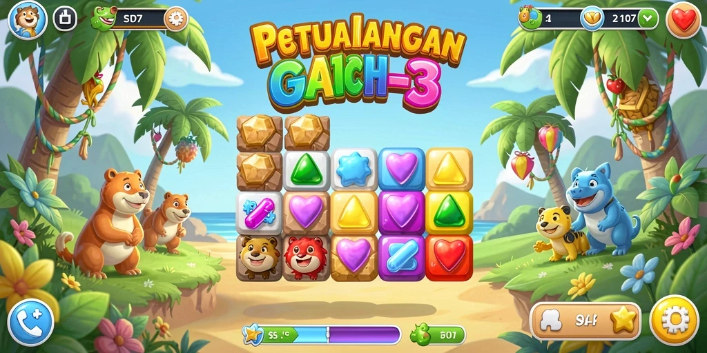 Tampilan menarik dari gameplay SD107 yang penuh warna.