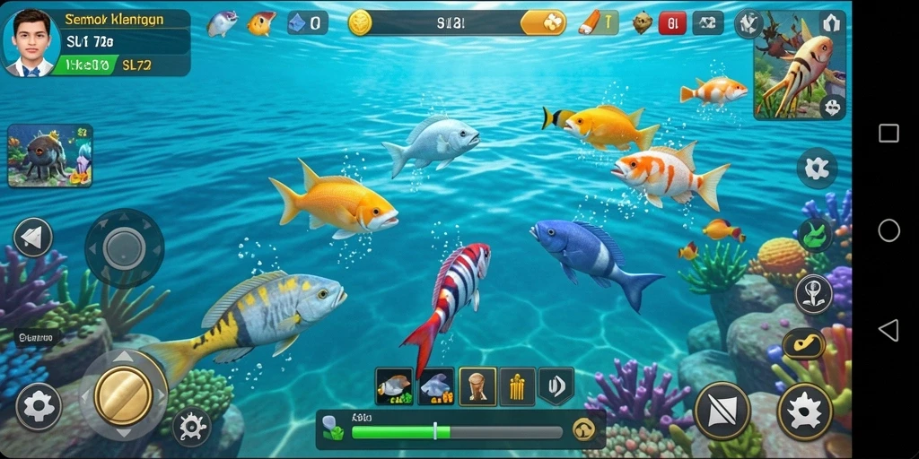 Tampilan gameplay SL72 yang seru dan interaktif saat menembak ikan.